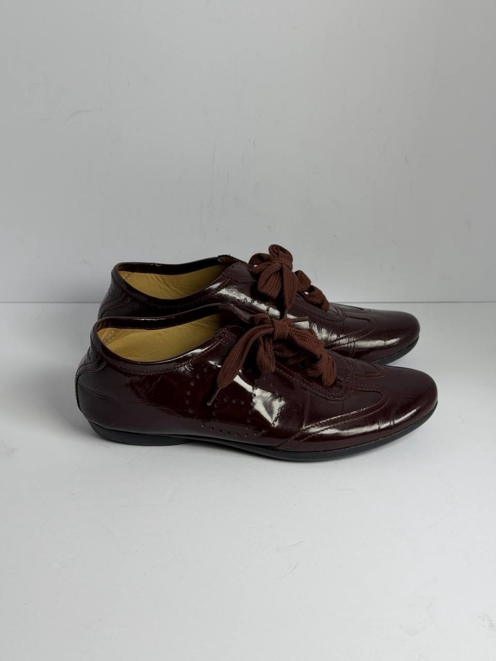 Vintage Hermes Quick Burgundy Patent Leather Sneakers Size 35